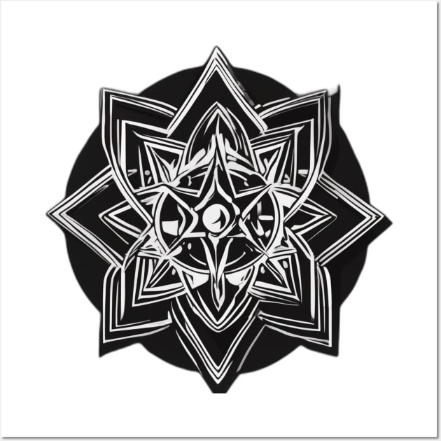 Monochromatic Mandala Symmetry Art No. 991 Wall Art by cornelliusy